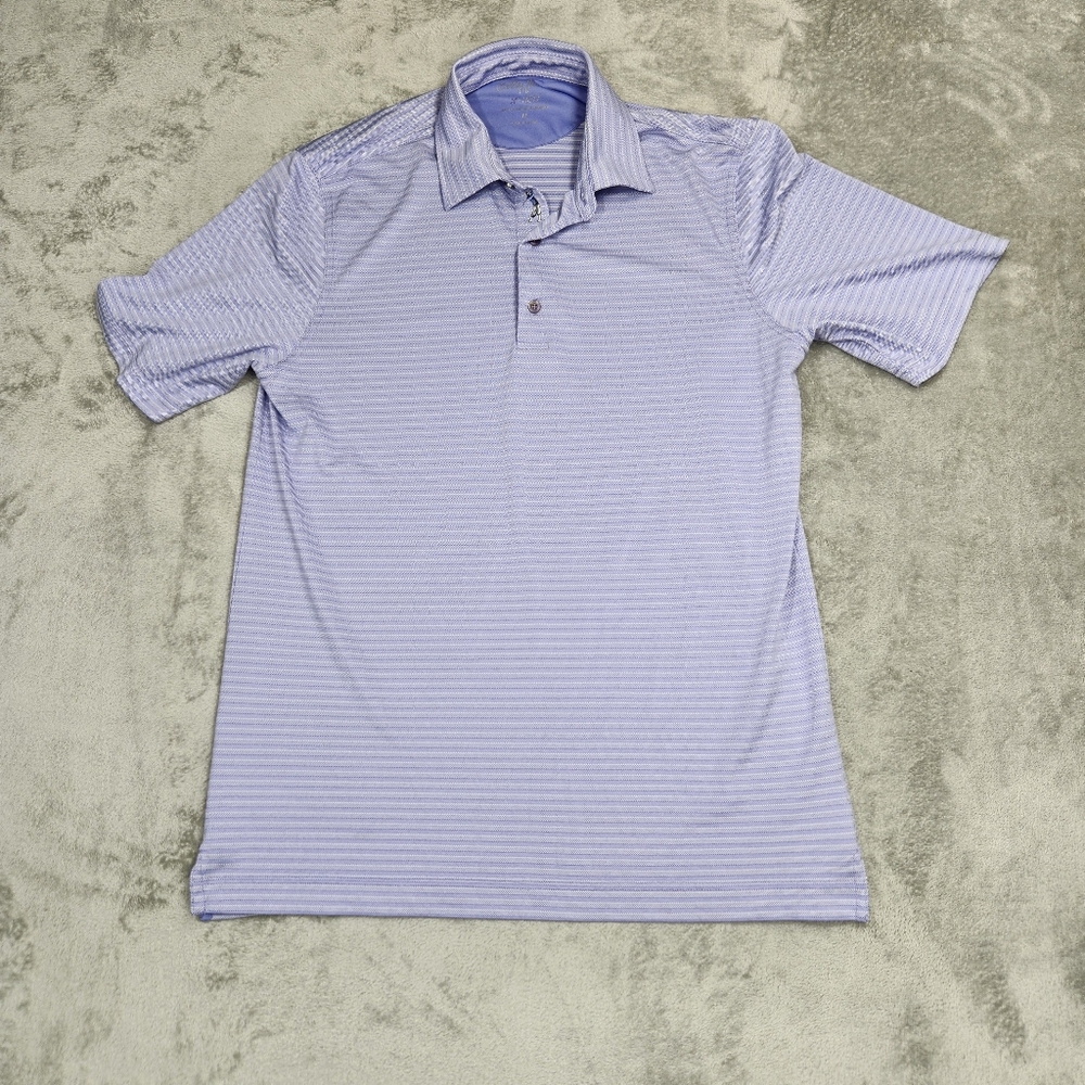 Bobby Jones Polo Shirt Mens med Blue White Striped X-H20 Performance Shortsleeve